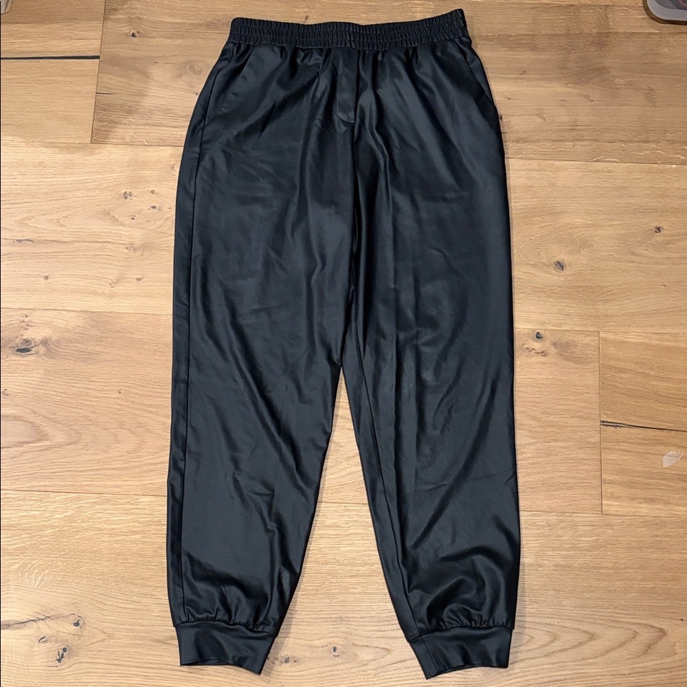 DREW Black Satin Joggers